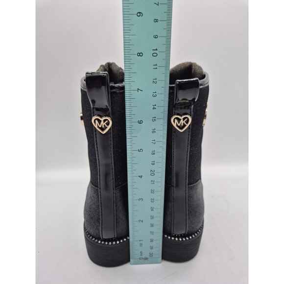 Michael Kors Girls Youth Boots Size 4 Glitter Combat Rhinestone Black Hearts - Picture 4 of 9